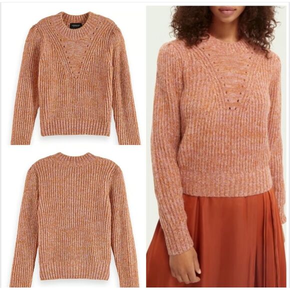 Scoth & Soda Women Pink Knit Alpaca Blend Crew Neck Pullover Sweater size Large - Picture 1 of 8